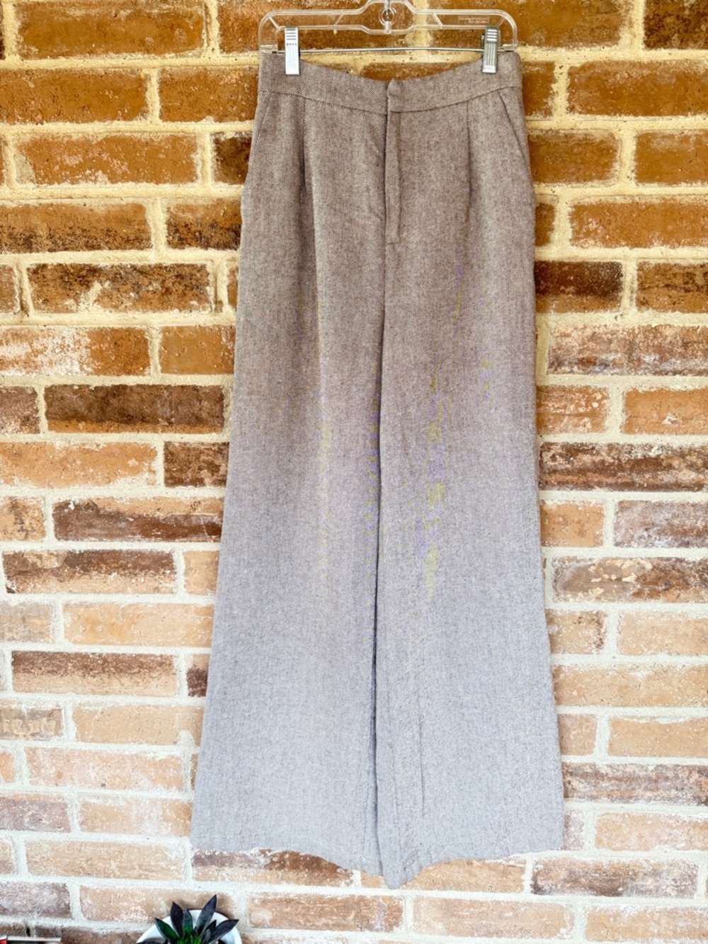 High-Waist Wide-Leg Trousers - Neutral Beige
